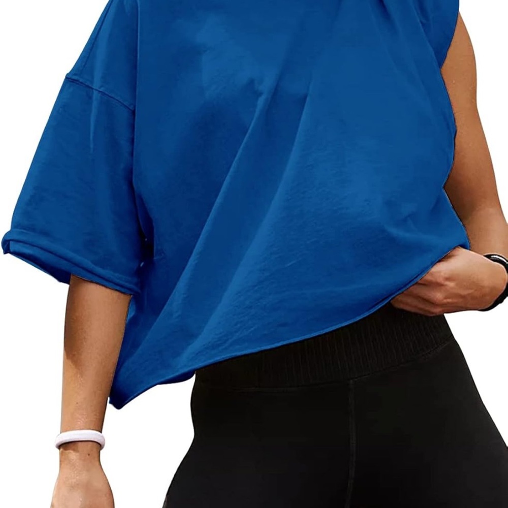 Blue Oversized Cropped Tshirt